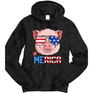 Pig Merica 4th of July American Flag USA Tie Dye Hoodie