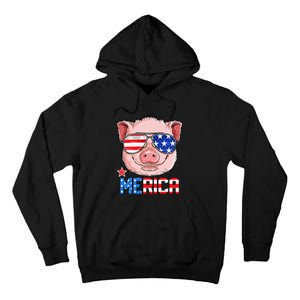 Pig Merica 4th of July American Flag USA Tall Hoodie