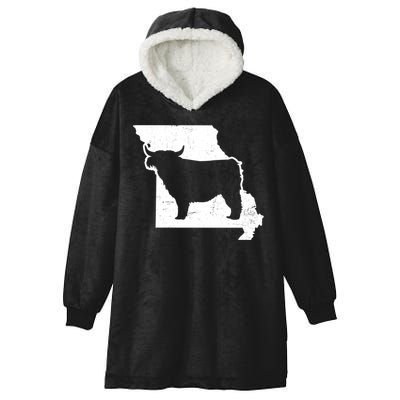 Patriotic Missouri 4th July Design Highland Cow Gift Hooded Wearable Blanket
