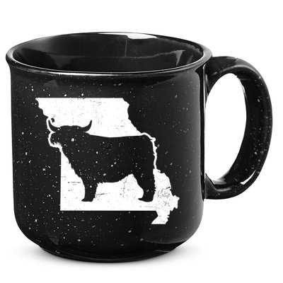 Patriotic Missouri 4th July Design Highland Cow Gift 15oz Campfire Ceramic Mug