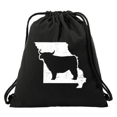 Patriotic Missouri 4th July Design Highland Cow Gift Drawstring Bag