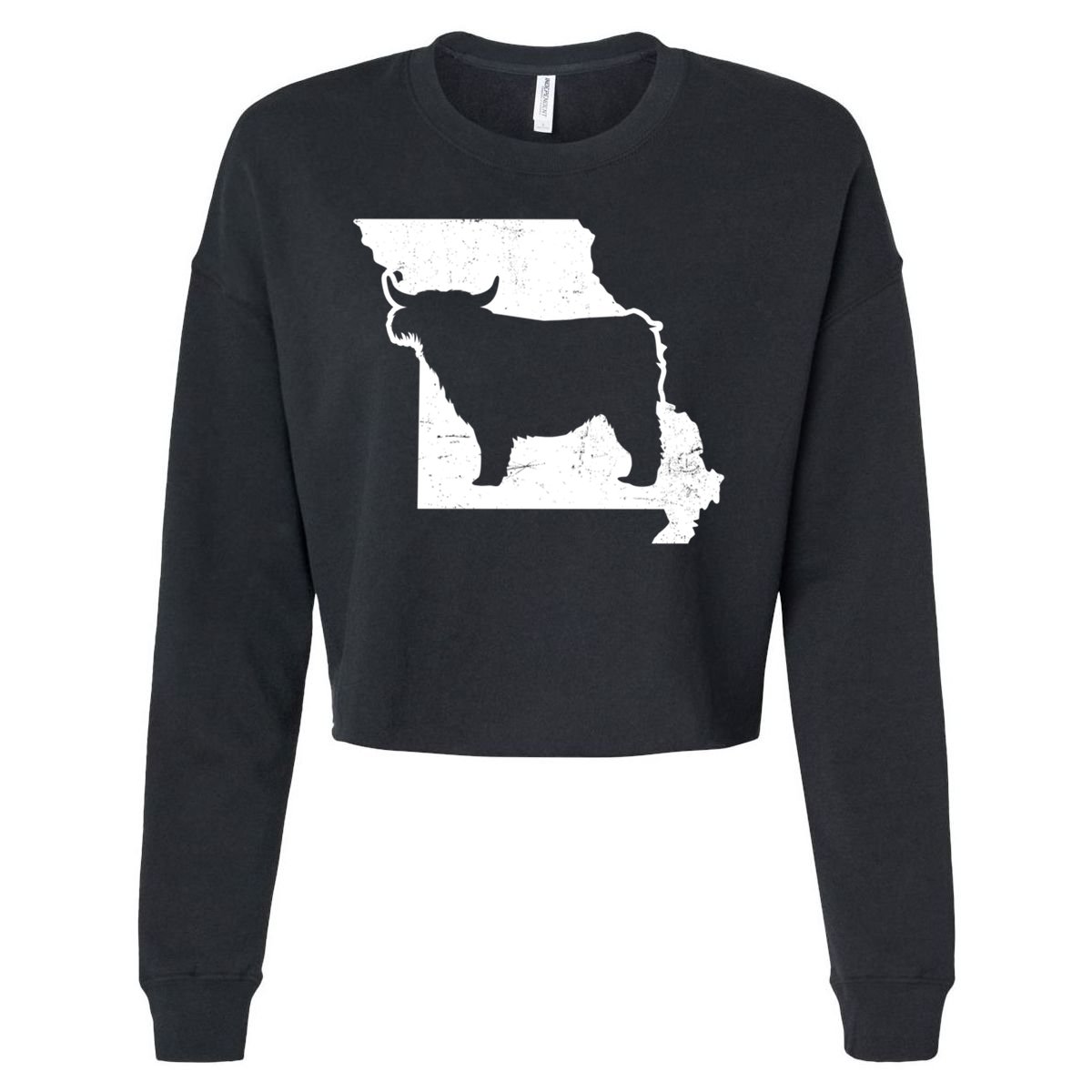 Patriotic Missouri 4th July Design Highland Cow Gift Cropped Pullover Crew