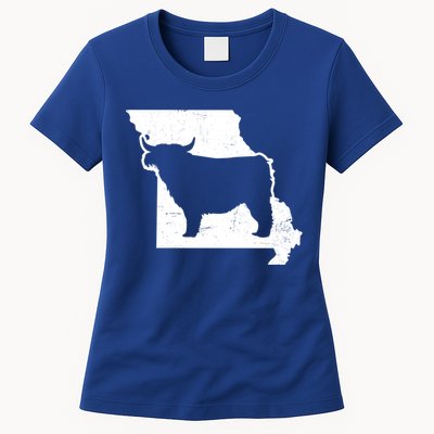 Patriotic Missouri 4th July Design Highland Cow Gift Womens T-Shirt