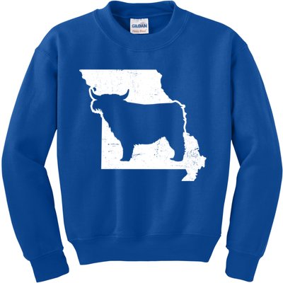 Patriotic Missouri 4th July Design Highland Cow Gift Kids Sweatshirt