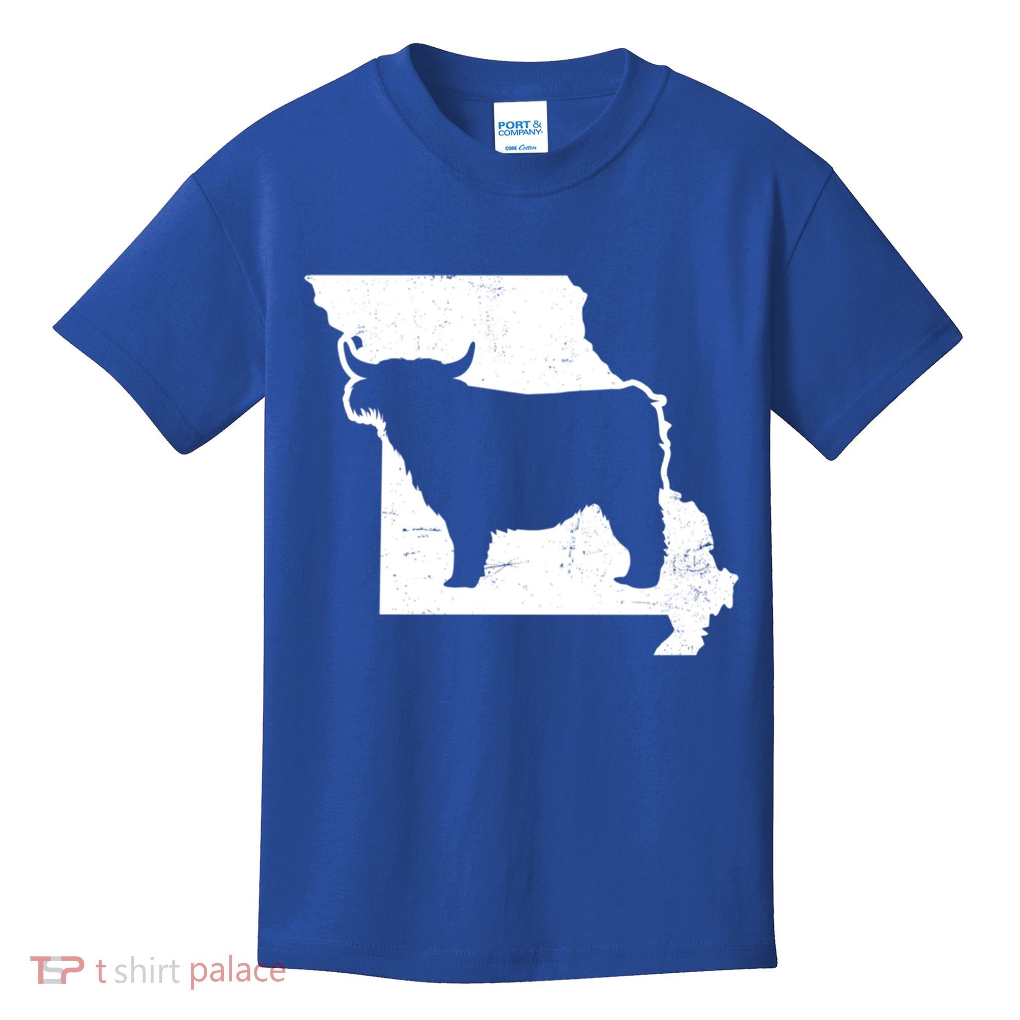 Patriotic Missouri 4th July Design Highland Cow Gift Kids T-Shirt