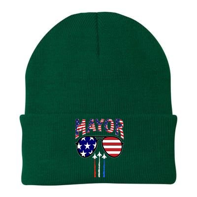 Patriotic Mayor 4th Of July Usa American Flag Knit Cap Winter Beanie