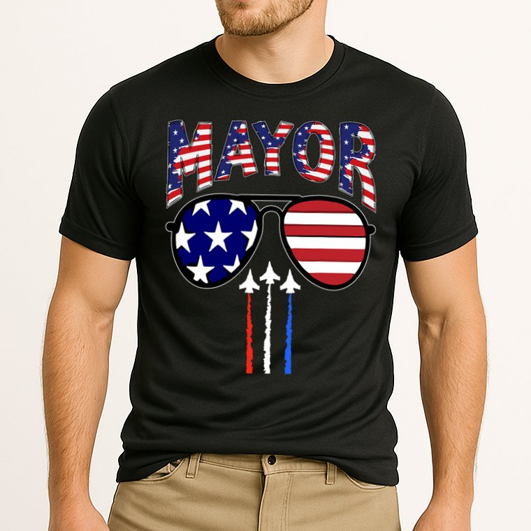 Patriotic Mayor 4th Of July Usa American Flag Cooling Performance Crew T-Shirt
