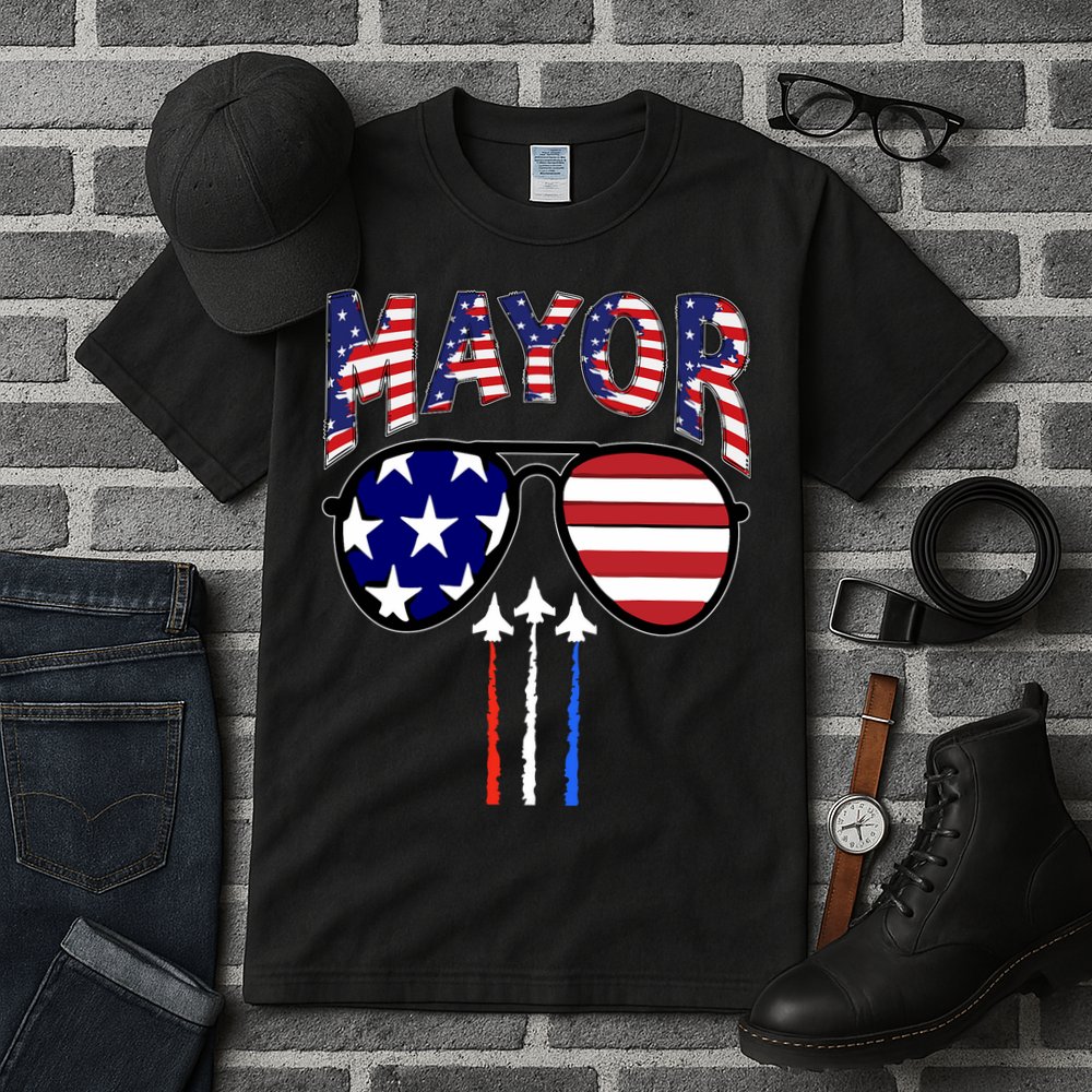 Patriotic Mayor 4th Of July Usa American Flag Tall T-Shirt