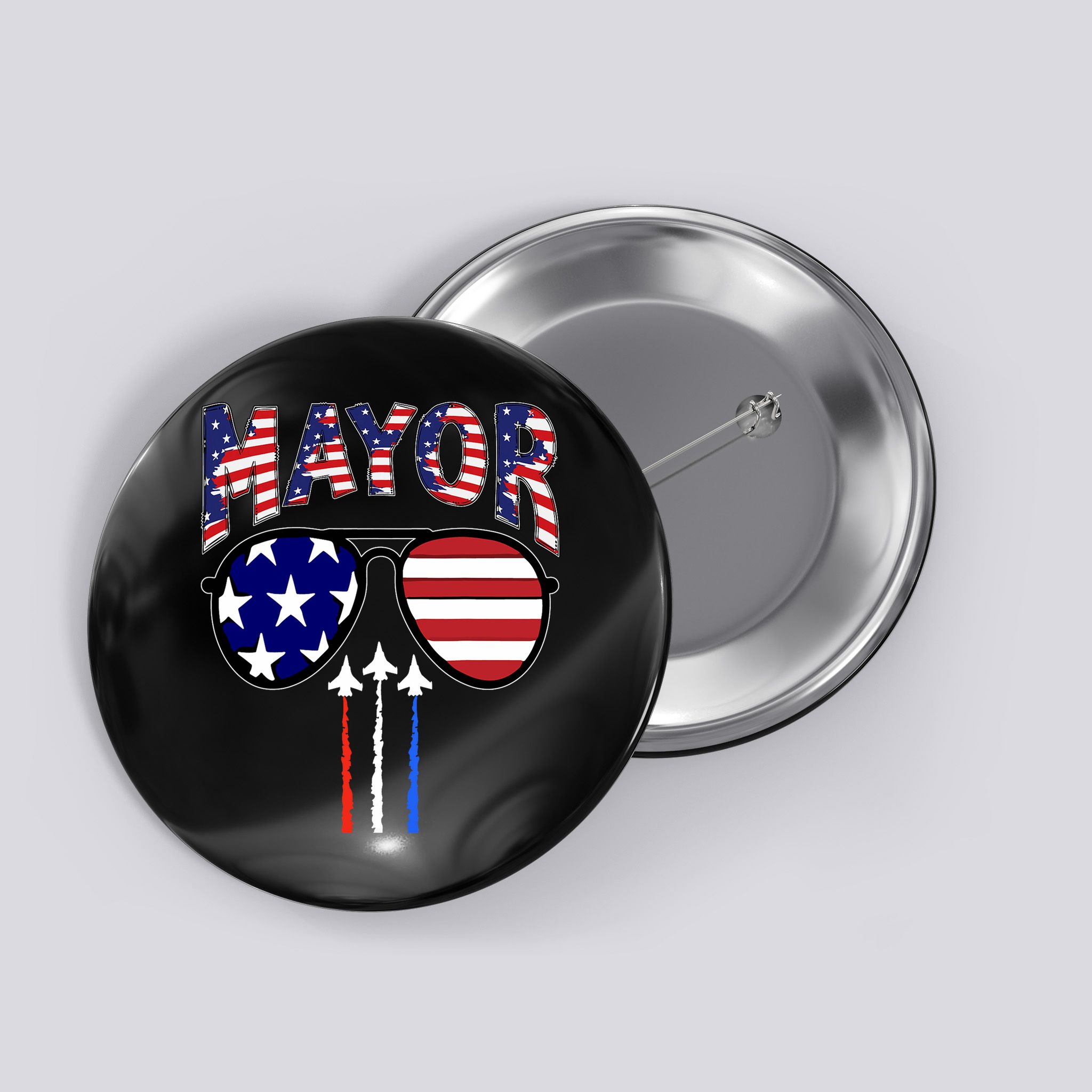 Patriotic Mayor 4th Of July Usa American Flag Button