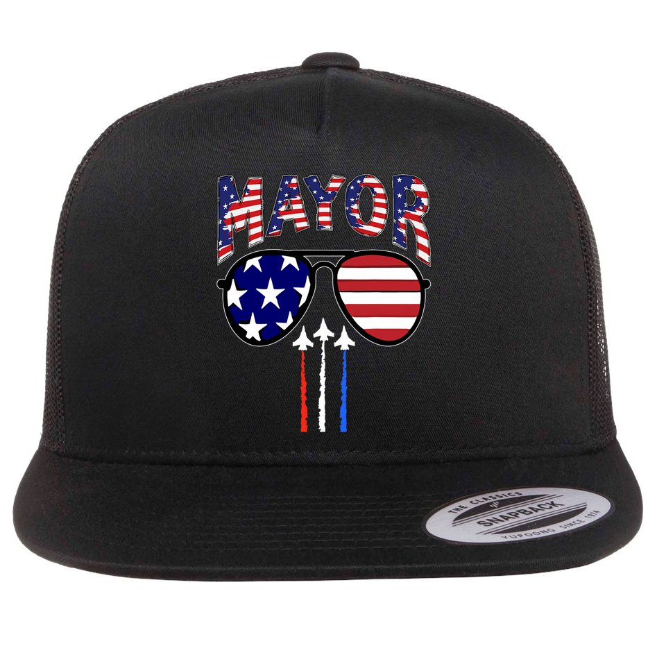 Patriotic Mayor 4th Of July Usa American Flag Flat Bill Trucker Hat