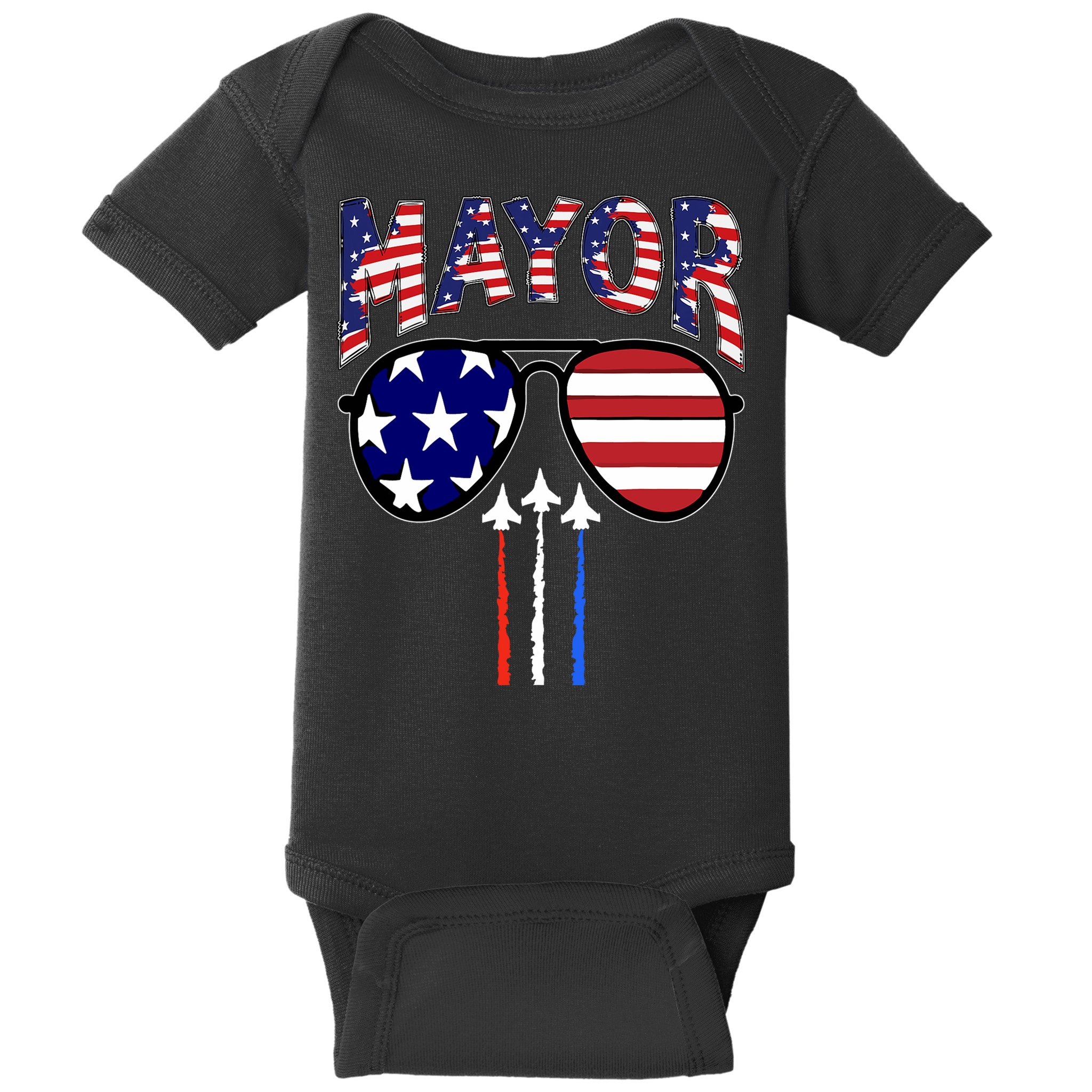Patriotic Mayor 4th Of July Usa American Flag Baby Bodysuit