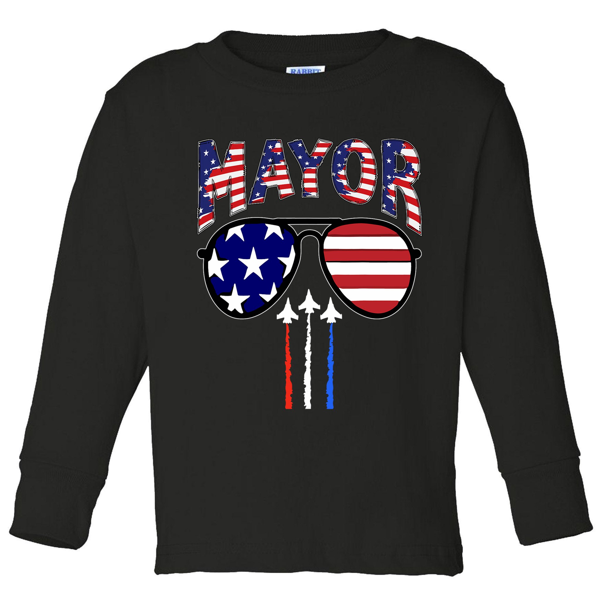 Patriotic Mayor 4th Of July Usa American Flag Toddler Long Sleeve Shirt