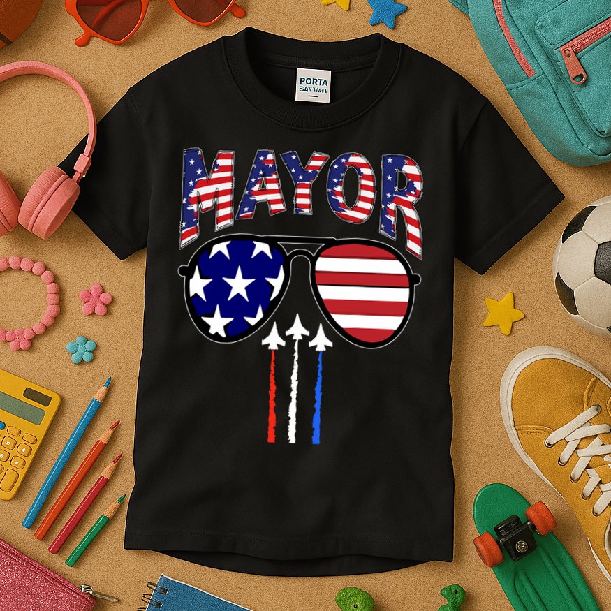 Patriotic Mayor 4th Of July Usa American Flag Kids T-Shirt