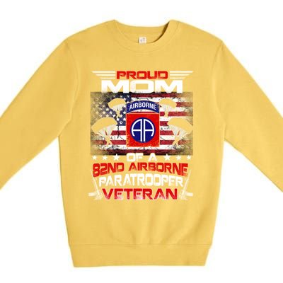 Proud Mom 82nd Airborne Paratrooper Veteran Flag Gift Premium Crewneck Sweatshirt