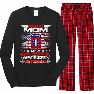 Proud Mom 82nd Airborne Paratrooper Veteran Flag Gift Long Sleeve Pajama Set