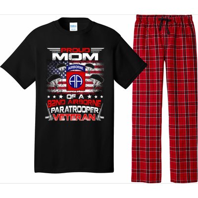 Proud Mom 82nd Airborne Paratrooper Veteran Flag Gift Pajama Set