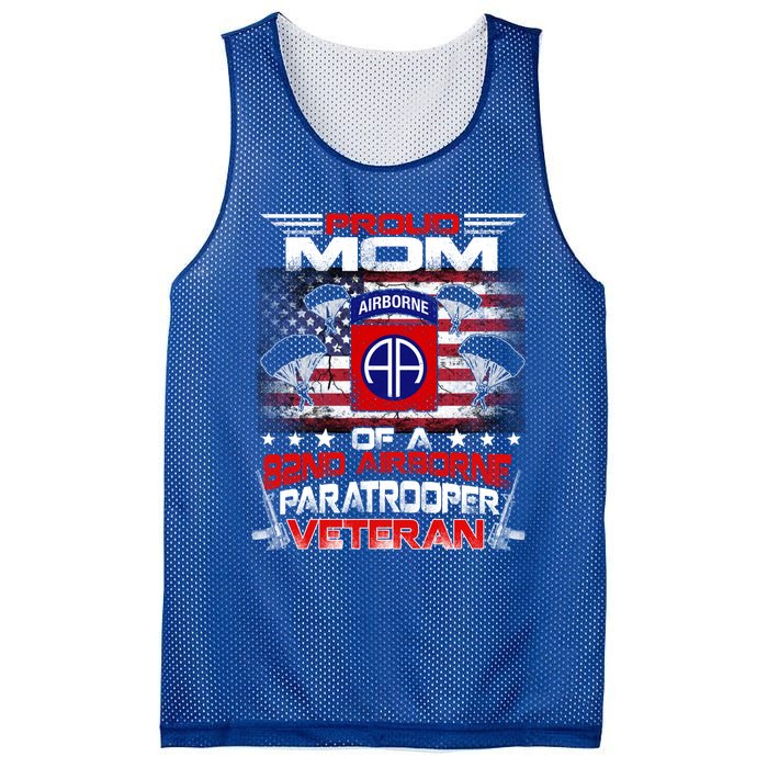 Proud Mom 82nd Airborne Paratrooper Veteran Flag Gift Mesh Reversible Basketball Jersey Tank