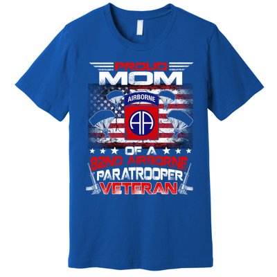 Proud Mom 82nd Airborne Paratrooper Veteran Flag Gift Premium T-Shirt