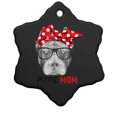 Pittie Mom And Pitbull Dog Lovers Ceramic Star Ornament