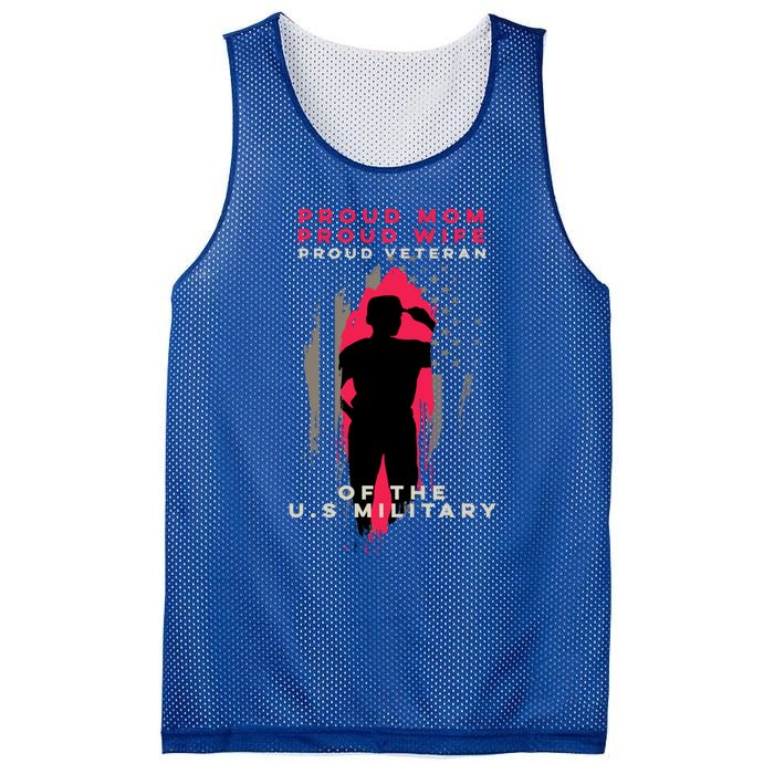 Proud Mom And Wife Gift Veteran Gift Military Support Gift Mesh Reversible Basketball Jersey Tank