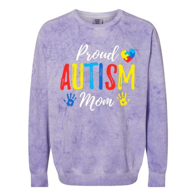 Proud Mom Autism Awareness Family Matching Colorblast Crewneck Sweatshirt