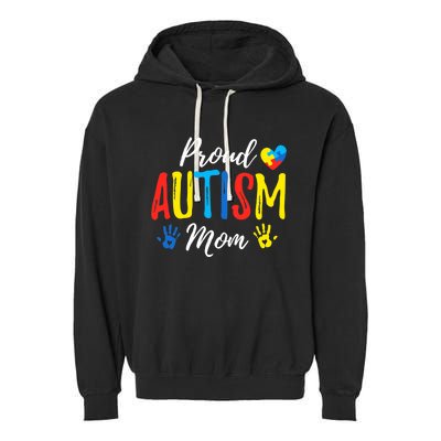 Proud Mom Autism Awareness Family Matching Garment-Dyed Fleece Hoodie