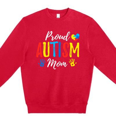 Proud Mom Autism Awareness Family Matching Premium Crewneck Sweatshirt