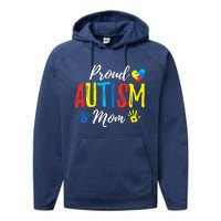 Proud Mom Autism Awareness Family Matching Performance Fleece Hoodie