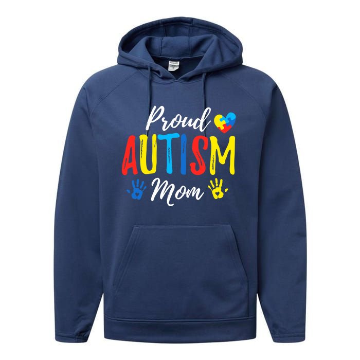 Proud Mom Autism Awareness Family Matching Performance Fleece Hoodie