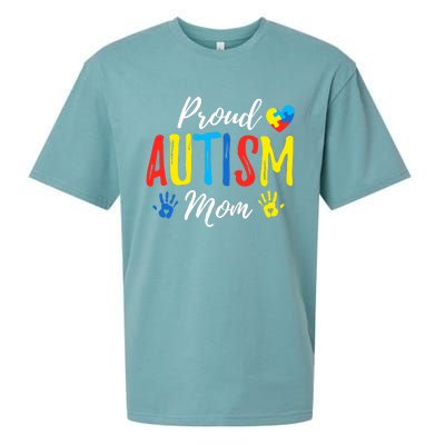 Proud Mom Autism Awareness Family Matching Sueded Cloud Jersey T-Shirt