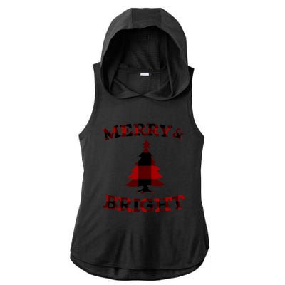 Plaid Merry And Bright Matching Family Christmas PjS Ladies PosiCharge Tri-Blend Wicking Draft Hoodie Tank