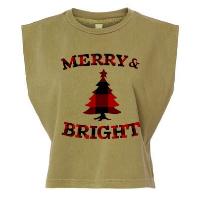 Plaid Merry And Bright Matching Family Christmas PjS Garment-Dyed Women's Muscle Tee