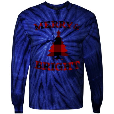 Plaid Merry And Bright Matching Family Christmas PjS Tie-Dye Long Sleeve Shirt