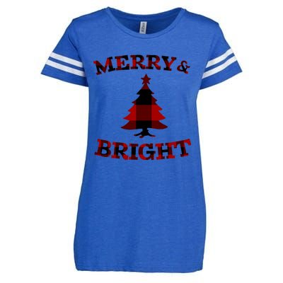 Plaid Merry And Bright Matching Family Christmas PjS Enza Ladies Jersey Football T-Shirt