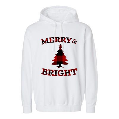 Plaid Merry And Bright Matching Family Christmas PjS Garment-Dyed Fleece Hoodie