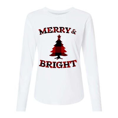 Plaid Merry And Bright Matching Family Christmas PjS Womens Cotton Relaxed Long Sleeve T-Shirt