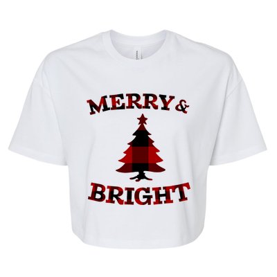 Plaid Merry And Bright Matching Family Christmas PjS Bella+Canvas Jersey Crop Tee