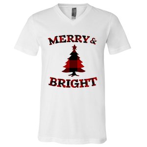 Plaid Merry And Bright Matching Family Christmas PjS V-Neck T-Shirt