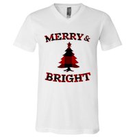 Plaid Merry And Bright Matching Family Christmas PjS V-Neck T-Shirt