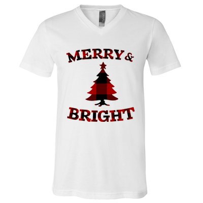 Plaid Merry And Bright Matching Family Christmas PjS V-Neck T-Shirt