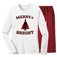 Plaid Merry And Bright Matching Family Christmas PjS Women's Long Sleeve Flannel Pajama Set 