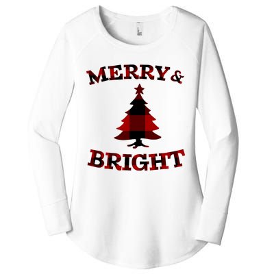 Plaid Merry And Bright Matching Family Christmas PjS Women's Perfect Tri Tunic Long Sleeve Shirt