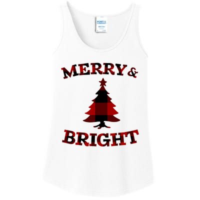 Plaid Merry And Bright Matching Family Christmas PjS Ladies Essential Tank