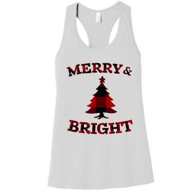 Plaid Merry And Bright Matching Family Christmas PjS Women's Racerback Tank