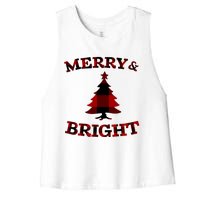 Plaid Merry And Bright Matching Family Christmas PjS Women's Racerback Cropped Tank