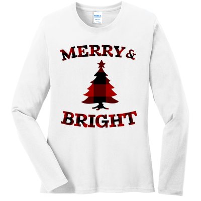 Plaid Merry And Bright Matching Family Christmas PjS Ladies Long Sleeve Shirt