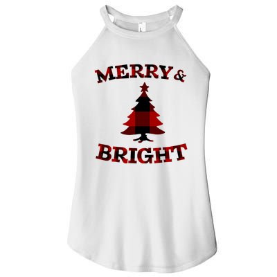 Plaid Merry And Bright Matching Family Christmas PjS Women's Perfect Tri Rocker Tank