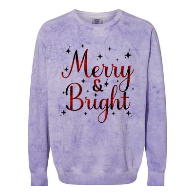 Plaid Merry And Bright Buffalo Matching Family Christmas Pjs Long Sleeve Colorblast Crewneck Sweatshirt