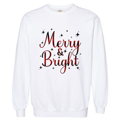 Plaid Merry And Bright Buffalo Matching Family Christmas Pjs Long Sleeve Garment-Dyed Sweatshirt