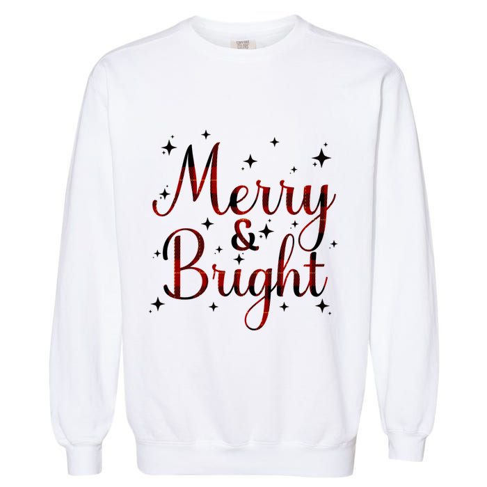 Plaid Merry And Bright Buffalo Matching Family Christmas Pjs Long Sleeve Garment-Dyed Sweatshirt